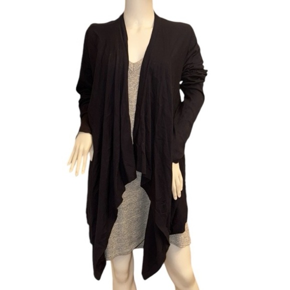 Norma Kamali Black Cotton Drape Front Cardigan Extra Large - Picture 1 of 5